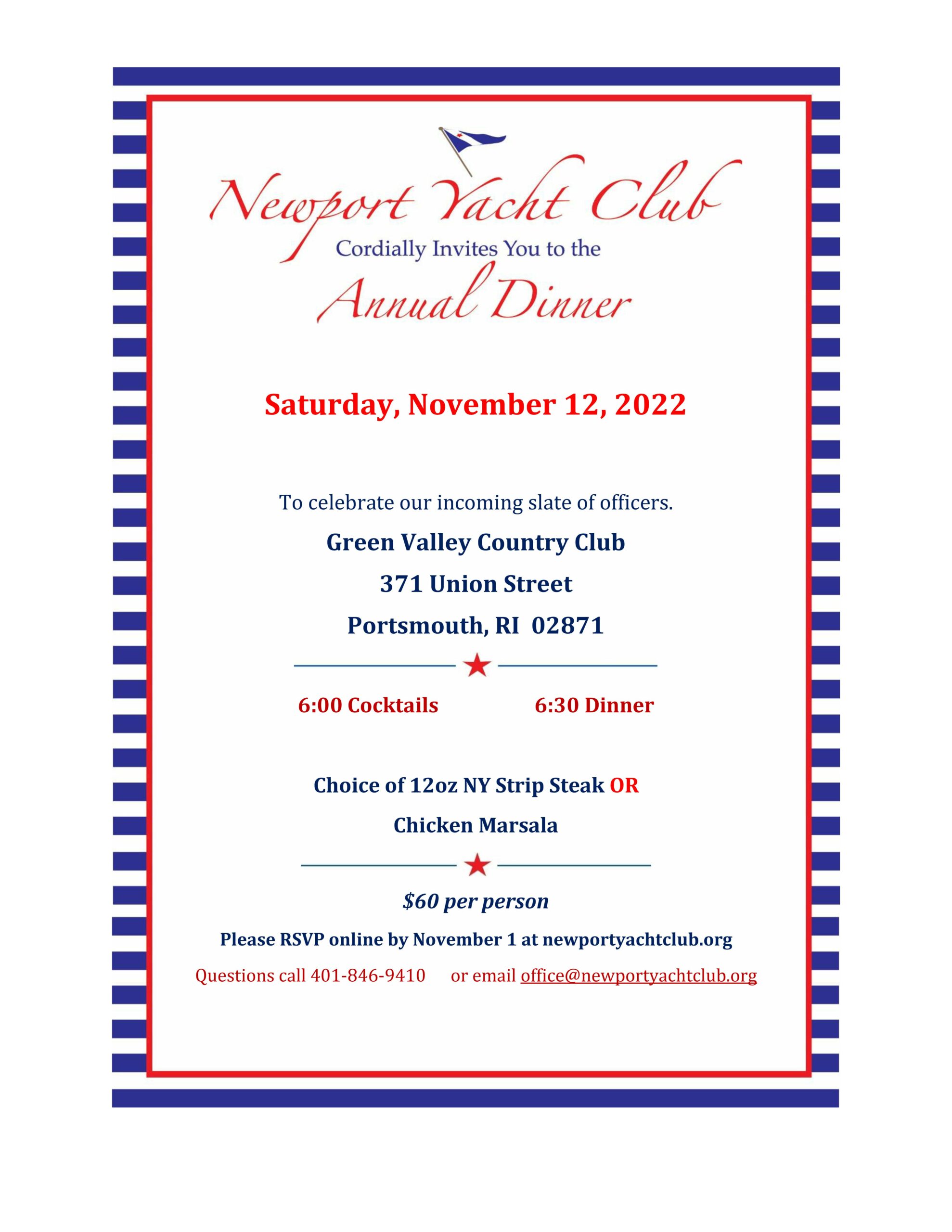 Events for October 2024 Newport Yacht Club